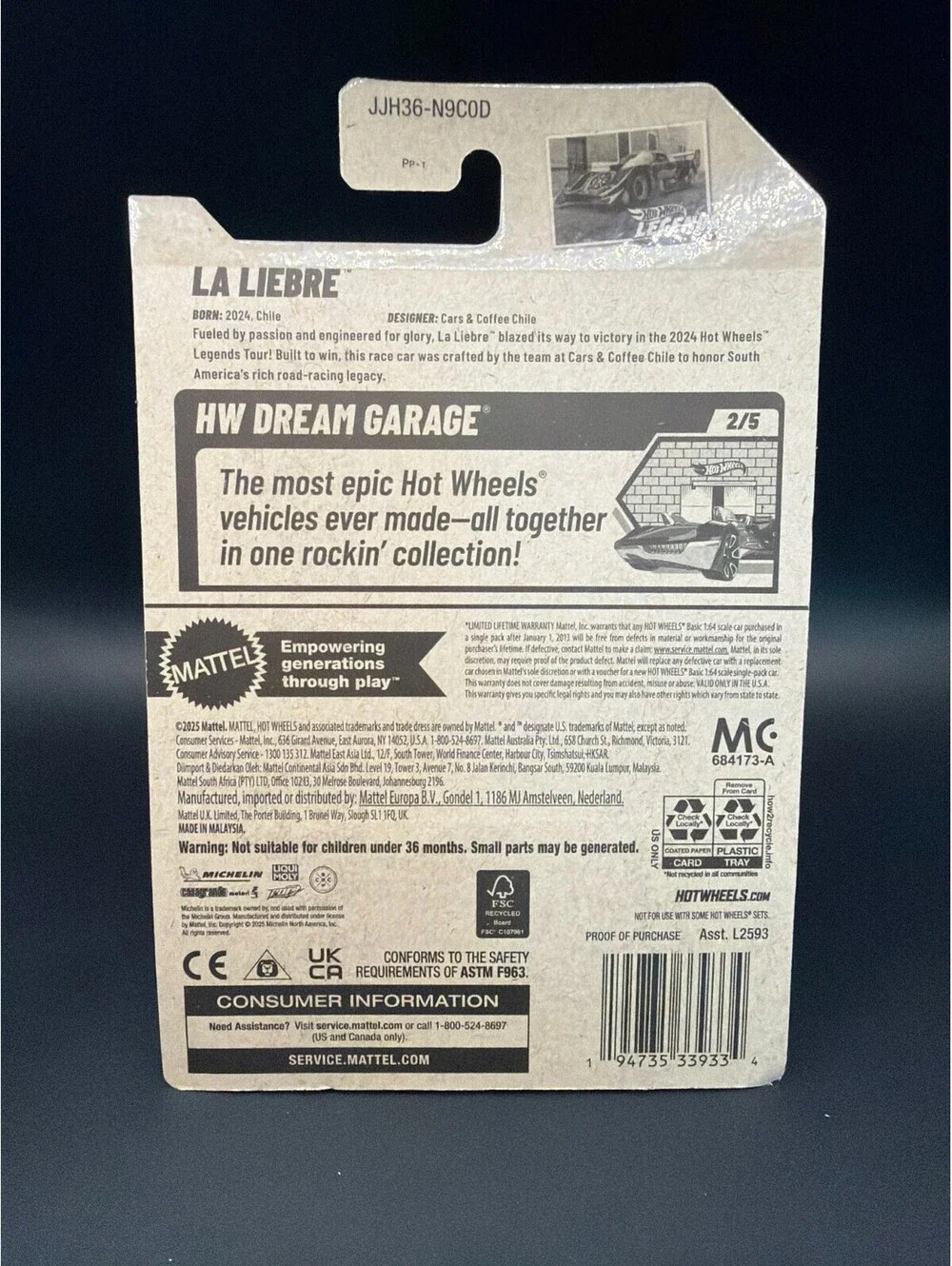 Hot Wheels 2026 La Liebre Black HW Dream Garage Legends Tour Winner 31/250 JJH36